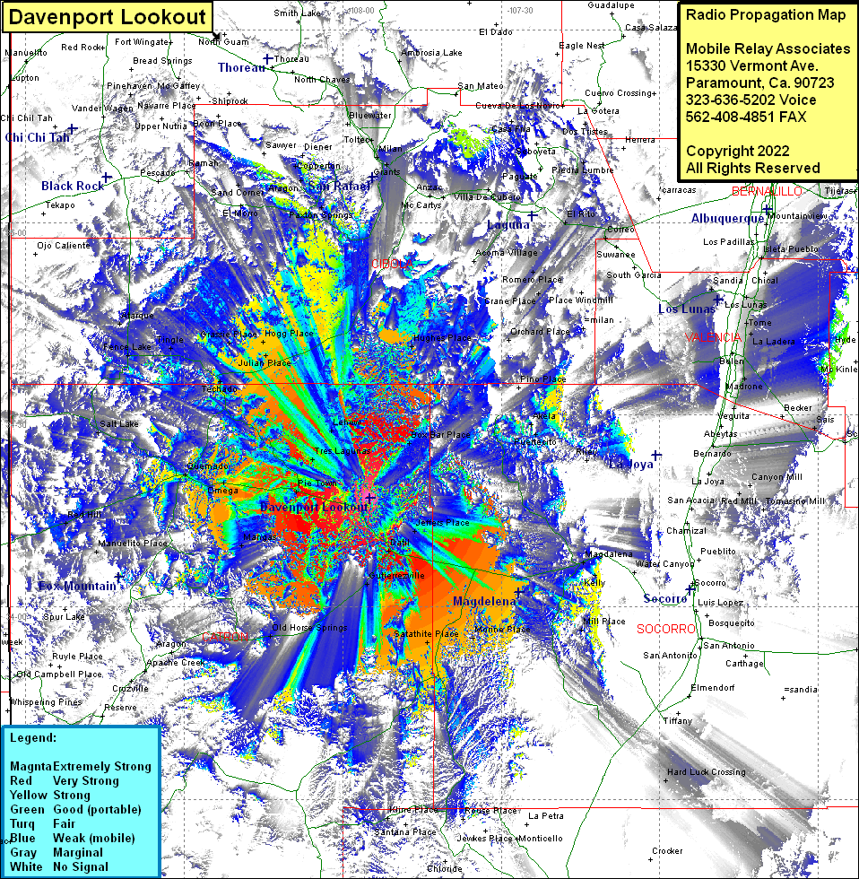 heat map radio coverage Davenport Lookout